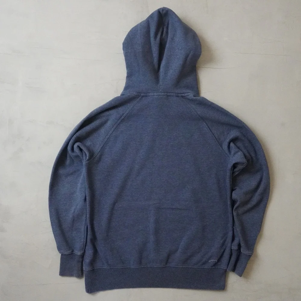 The North Face Mens Navy Blue Heather Logo Pullover Hoodie Small Raglan Sleeve